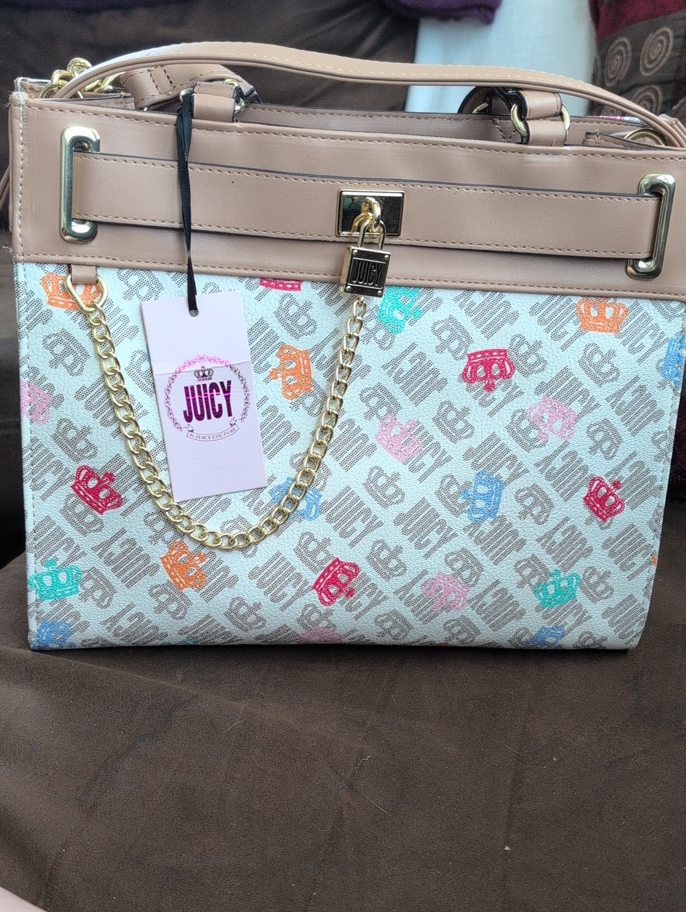 Juicy Couture Lock & Key Satchel in Pink & Blue